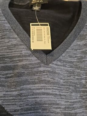 Alfani Men's Heathered Navy V-Neck Sweater